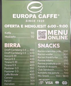 カフェメニュー